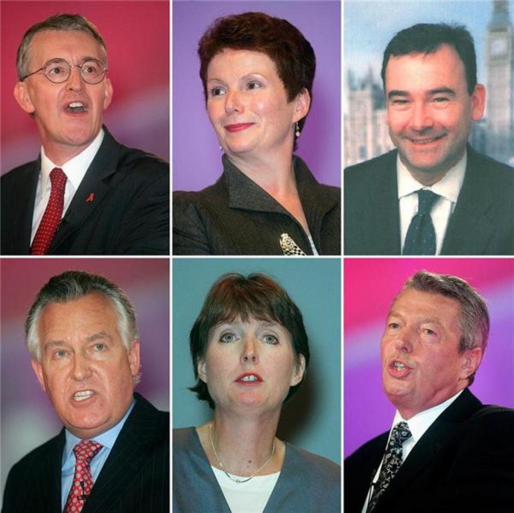 From top left to right: Hilary Benn, Hazel Blears and Jon Cruddas; from bottom left to right: Peter Hain, Harriet Harman and Alan Johnson