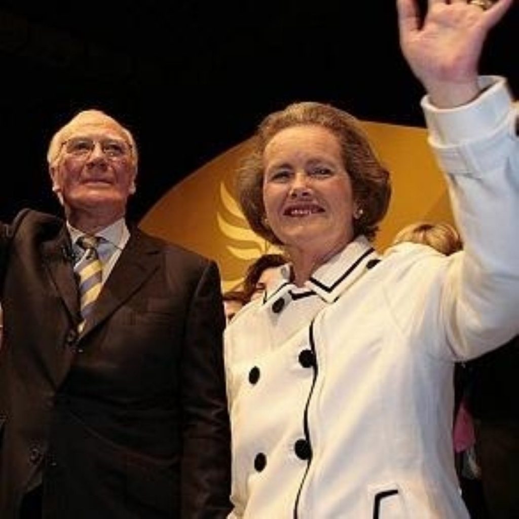 Sir Menzies at the Liberal Democrat conference with his wife less than four weeks ago.