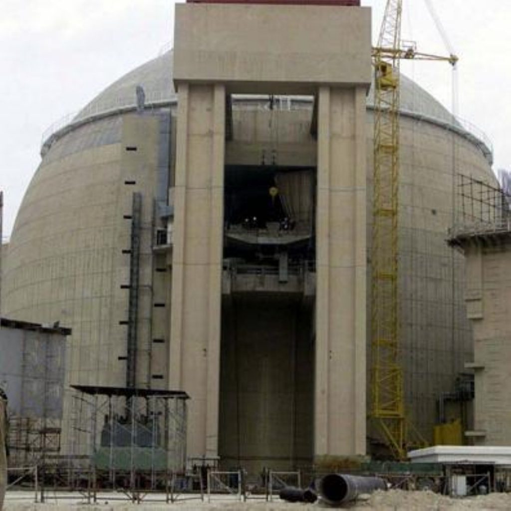 Bushehr nuclear plant under construction in Iran