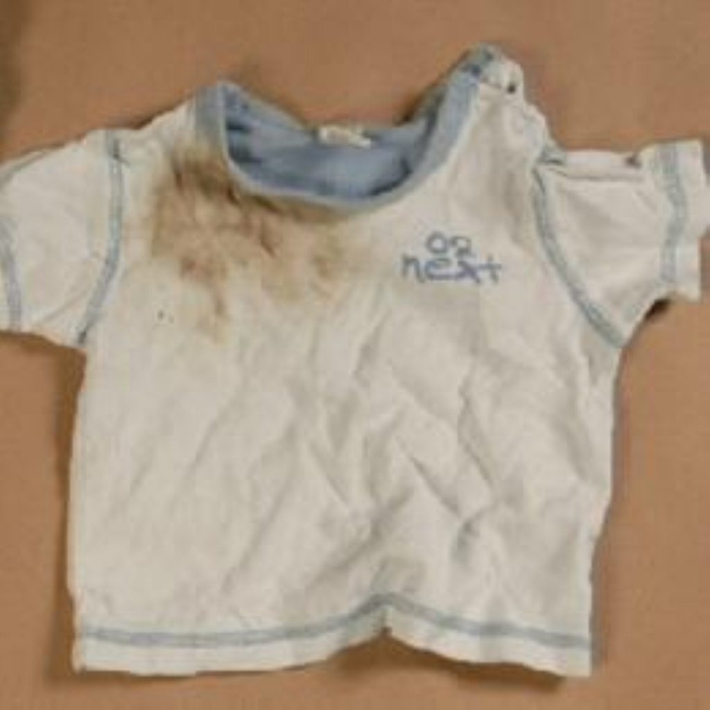 Clothes worn by Baby P - hard evidence of the problems facing social workers in Britain