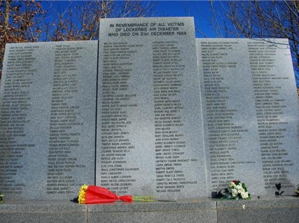 Lockerbie memorial listing the 270 dead - many of whom are American