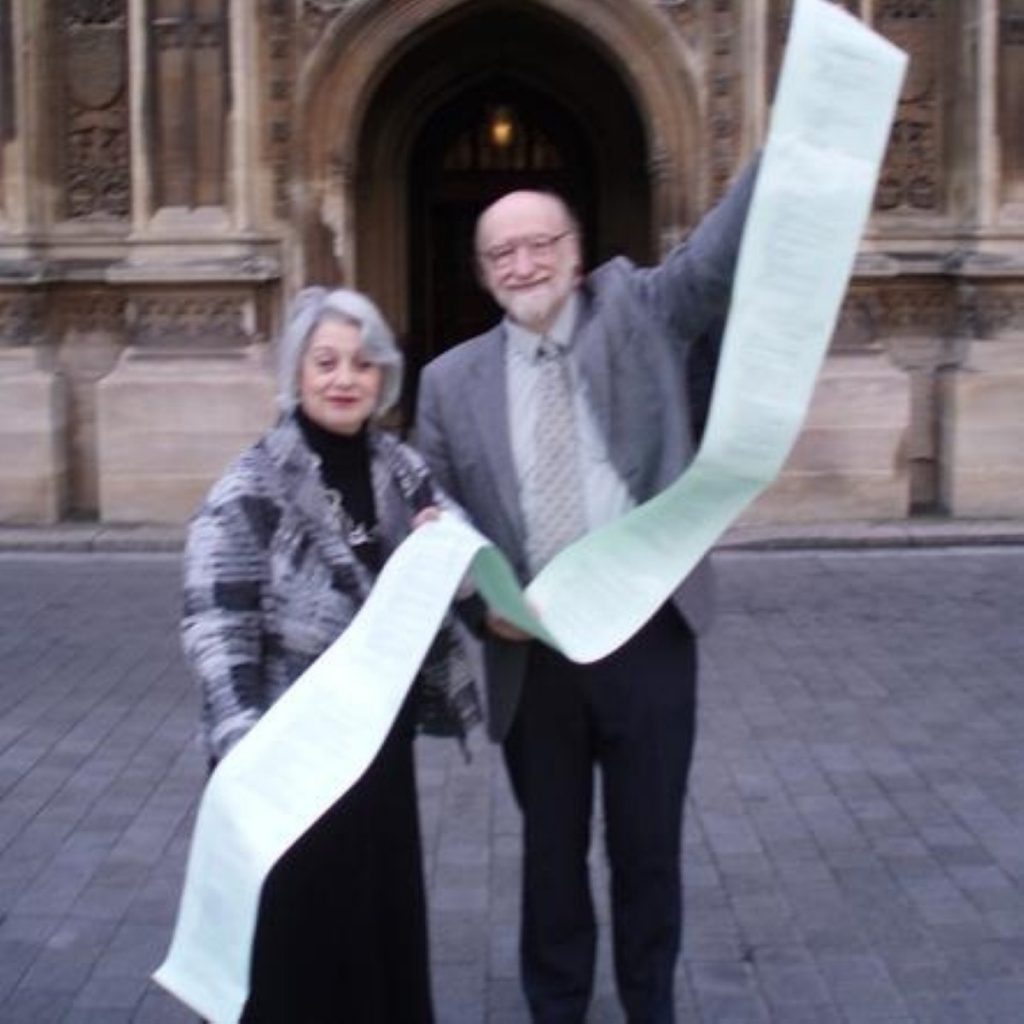 Lord Greaves with Baroness Hamwee - and a lot of red tape