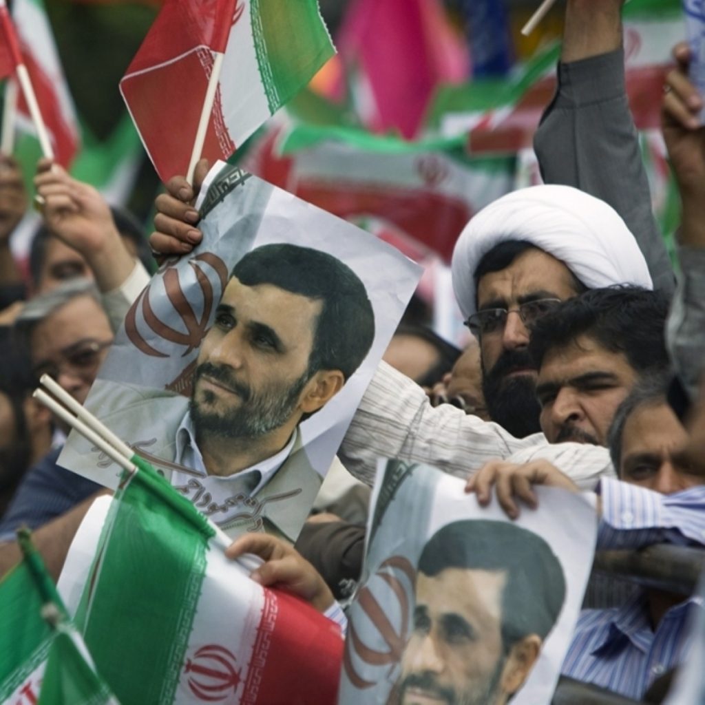 Supporters of Mahmoud Ahmadinejad during a rally