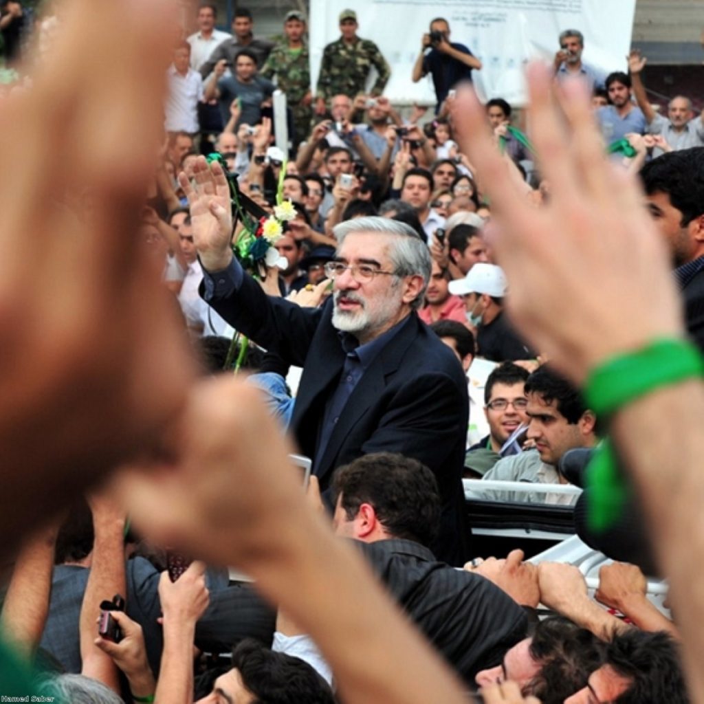 Mir Hossein Mousavi, the reform candidate, at a rally in Tehran
