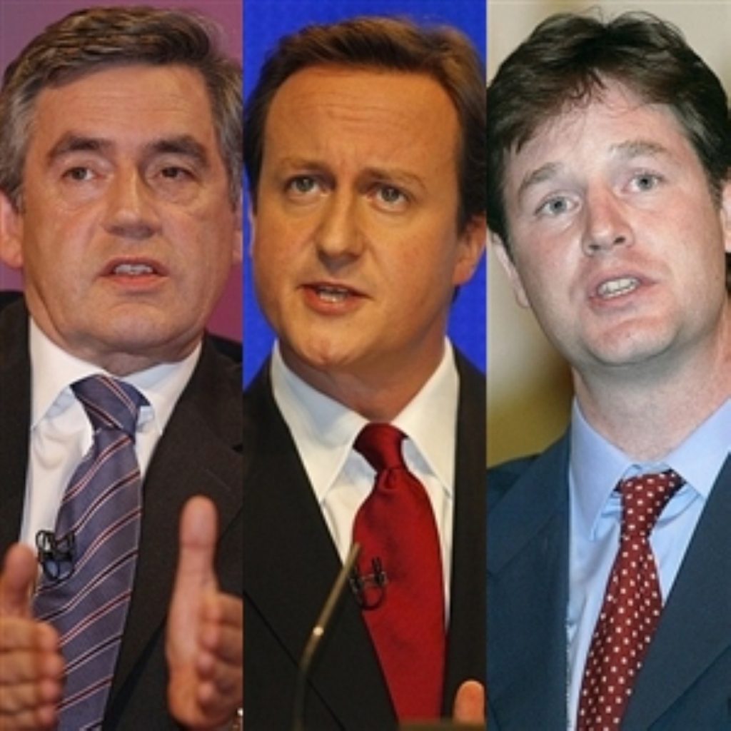 The three party leaders will conduct the first ever TV debate in a general election campaign