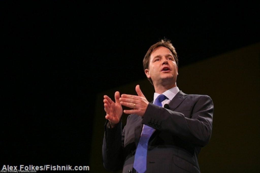 Given up: Clegg presentation made it clear liberal issues had to take a back seat