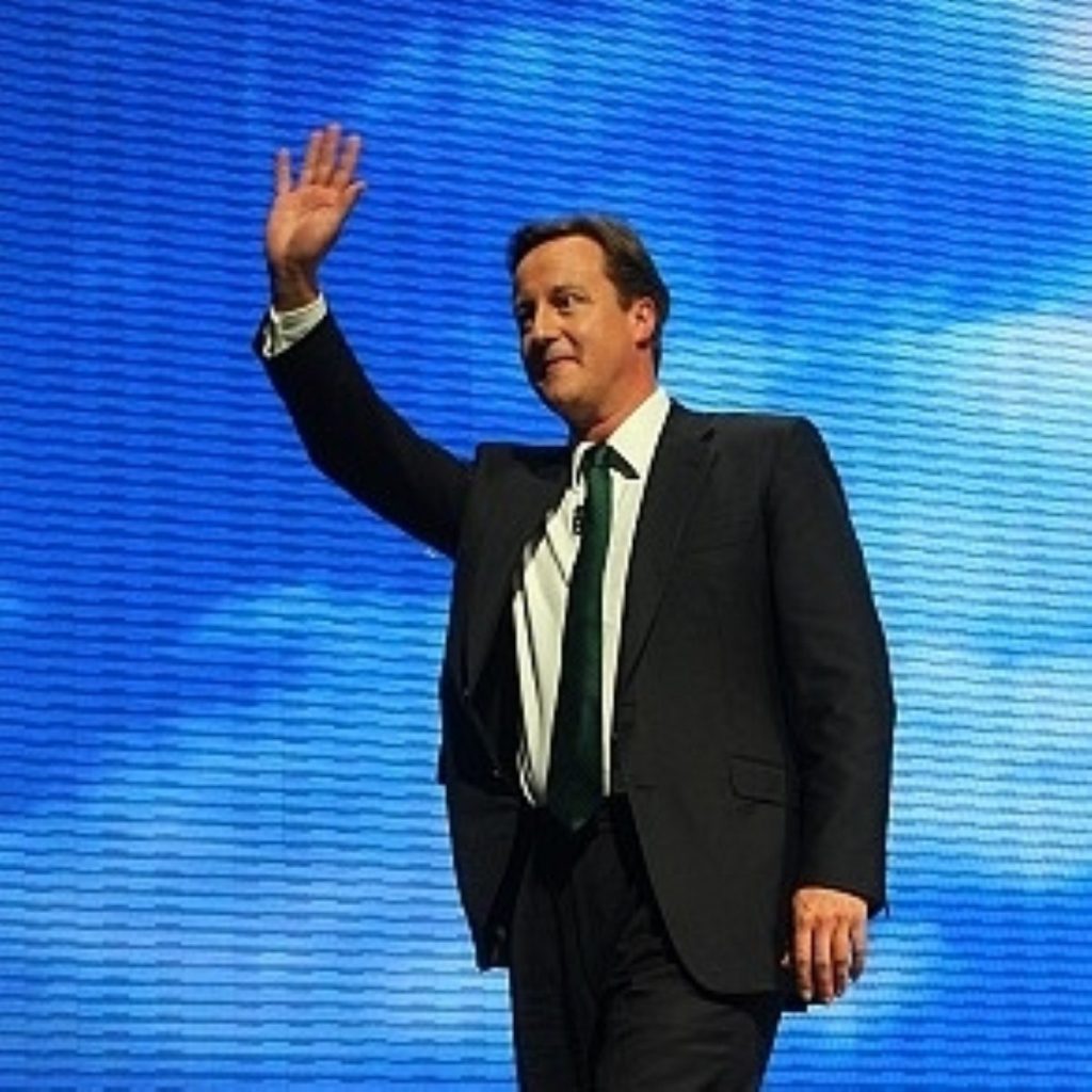 Cameron during the party conference. The event was nearly derailed by Lisbon speculation