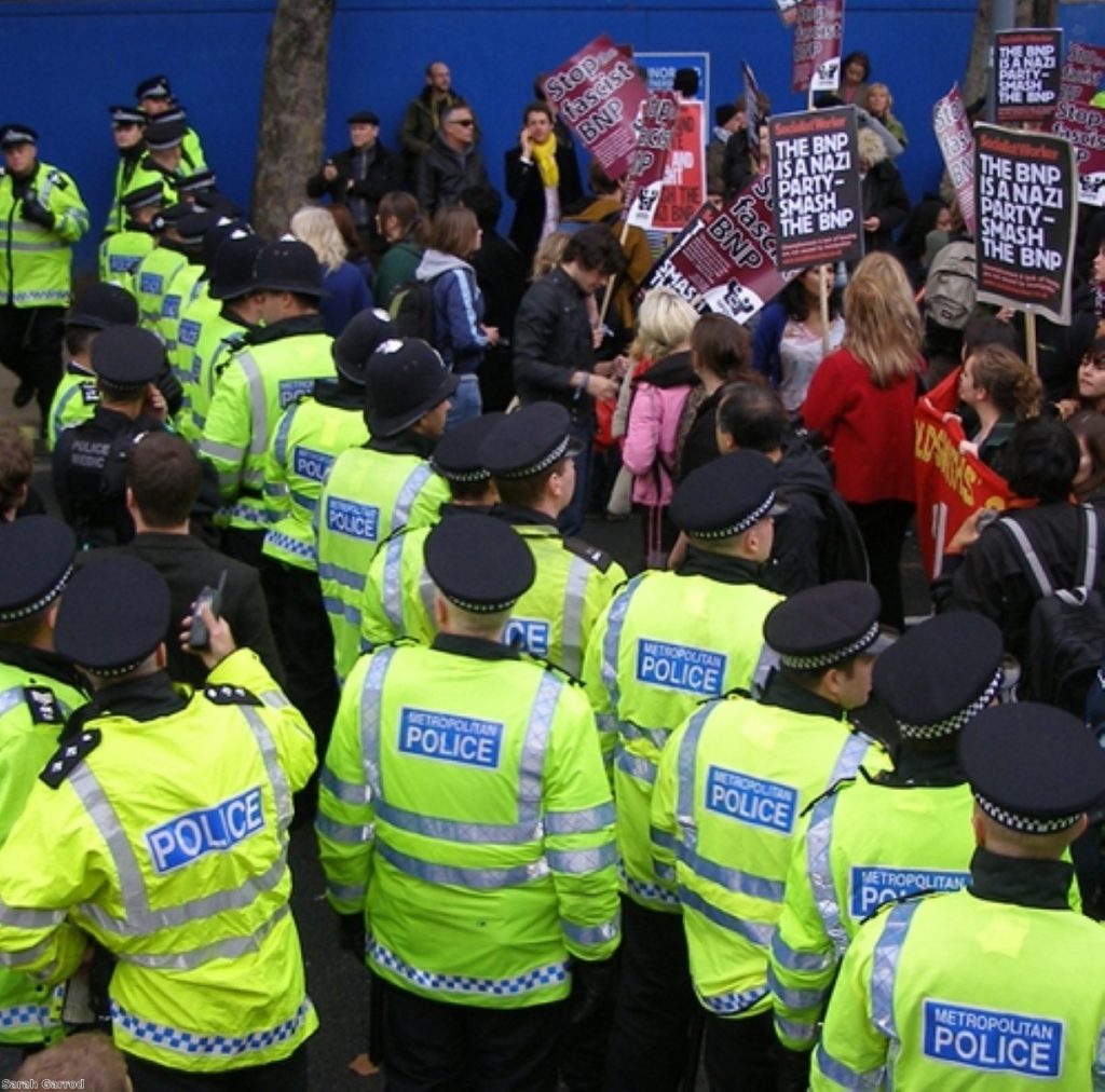The BBC faced substantive anti-fascist protests today