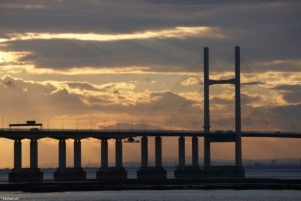 The Severn bridge between Wales and England