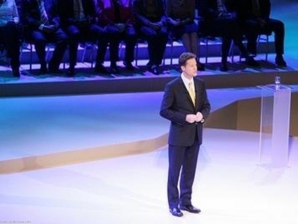 Nick Clegg in conference speech mode