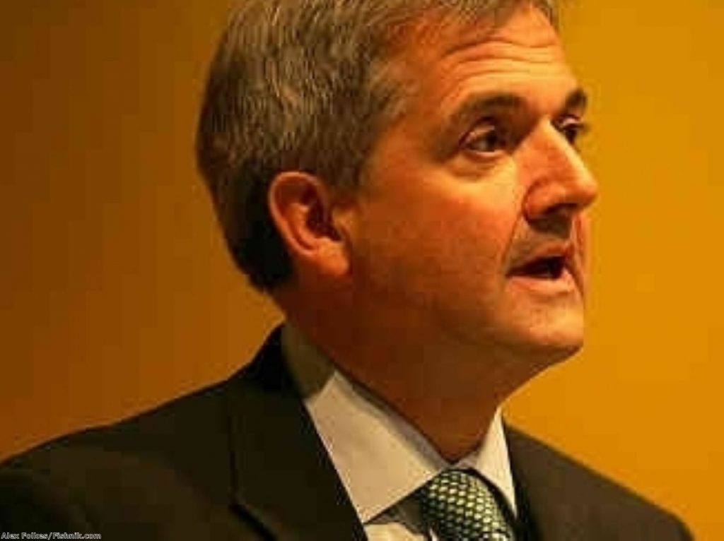 Chris Huhne stood beside Baroness Warsi to lambast Labour's record today