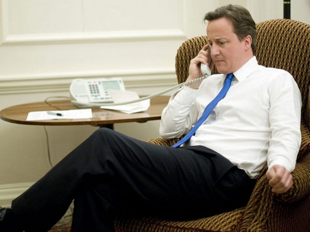 David Cameron on the phone to Barack