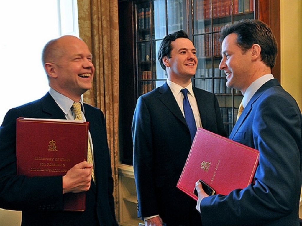 William Hague (l) and Nick Clegg will share Chevening - but George Osborne (centre) gets Dorneywood to himself