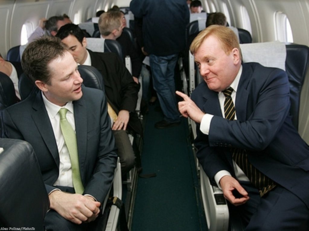 Past squabbles? Kennedy and Clegg on the campaign trail.