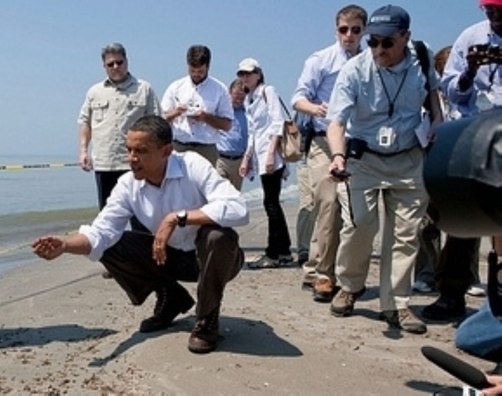 US president Barack Obama visiting the spill.