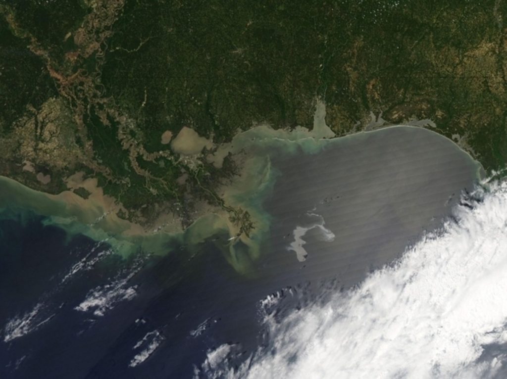 A Nasa image of the oil spill in the Gulf of Mexico