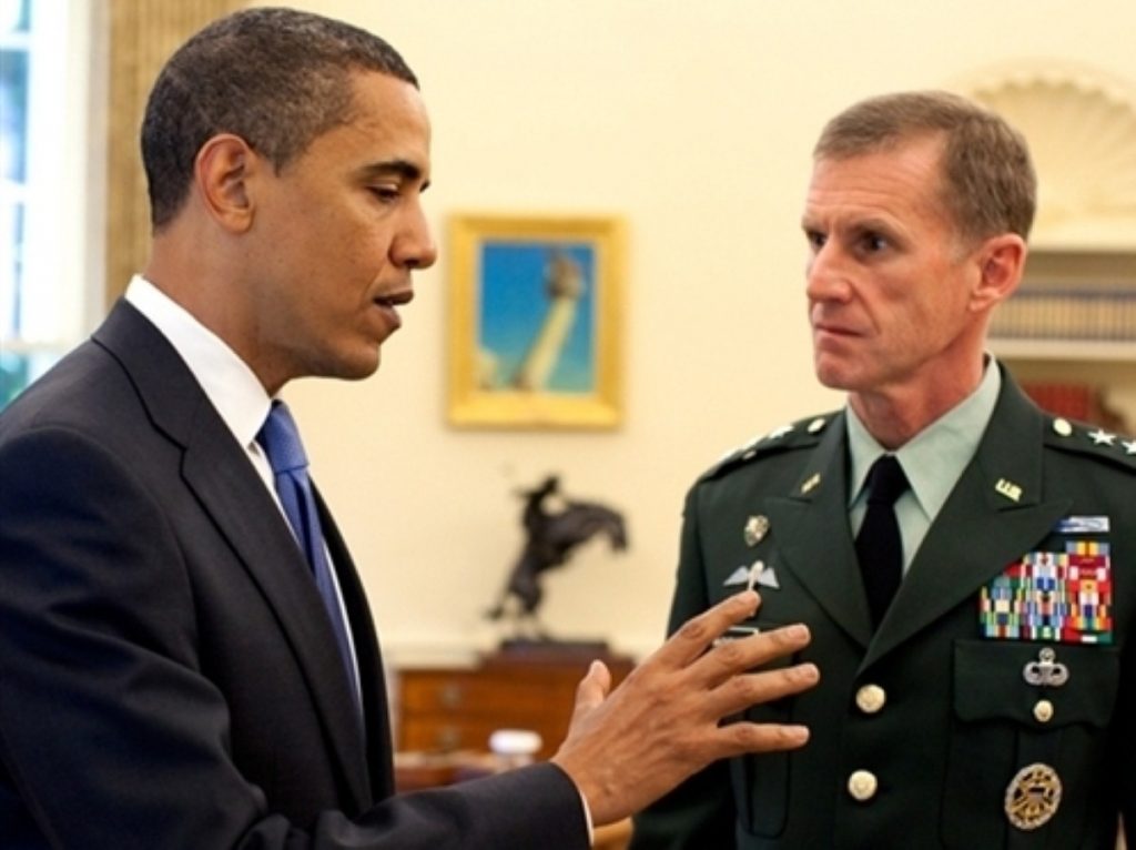 Obama and McChrystal during one of their 