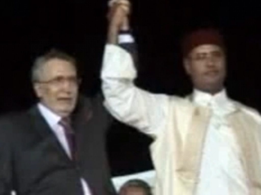 Megrahi (l) with Libyan leader Mu'ammar Gadaffi