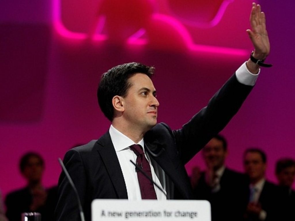 Miliband during his autumn conference speech, when he last employed 