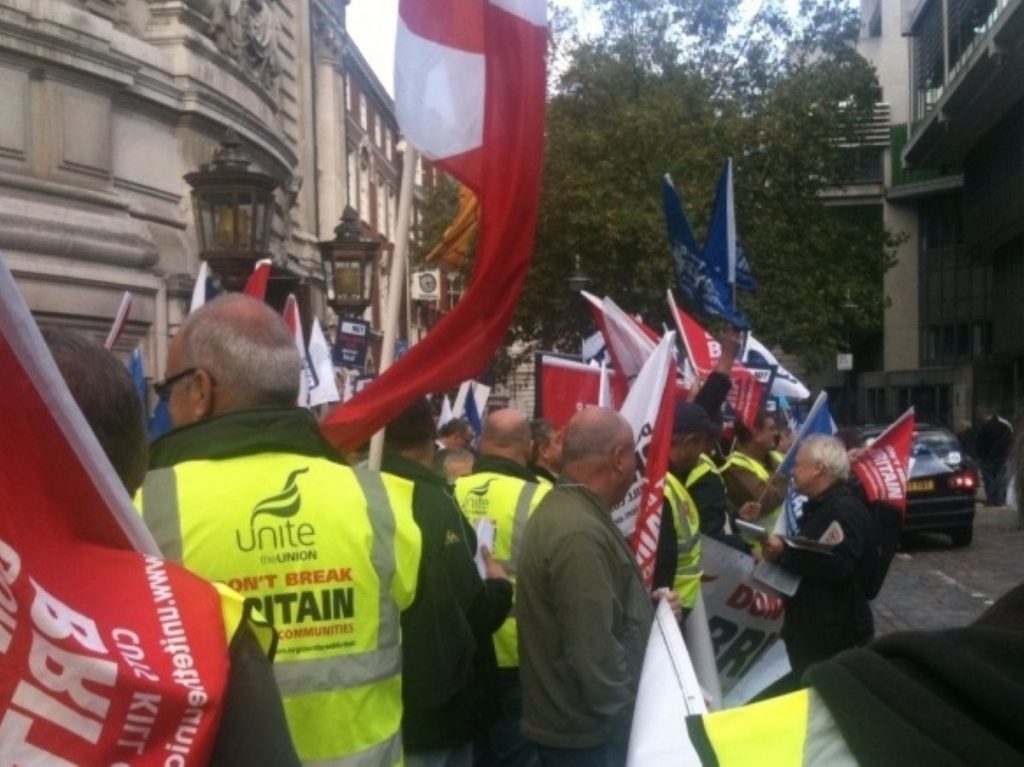 Activists gather in Westminster today to take on the spending review
