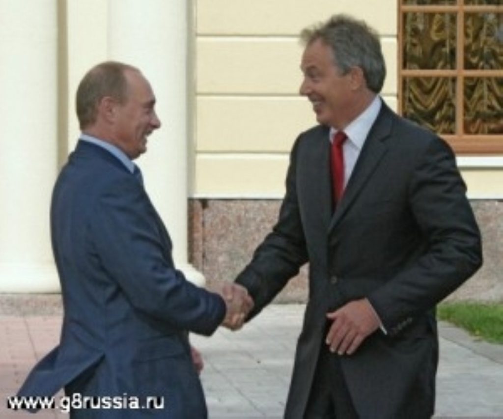 Tony Blair and the Russian president, Vladimir Putin