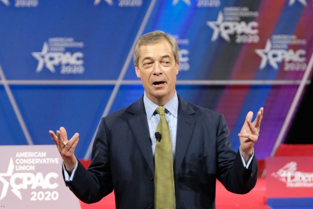 Farage at the Conservative Political Action Conference in Maryland, US. The former MEP acts as a transmission agent for nationalism. 