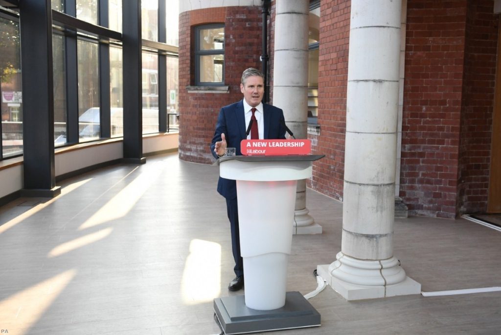 Starmer delivers his keynote speech during the party