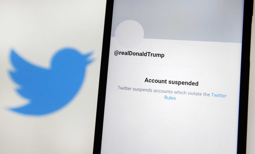Photo illustrations of a permanently suspended President Donald Trump's Twitter account - 11 Jan 2021