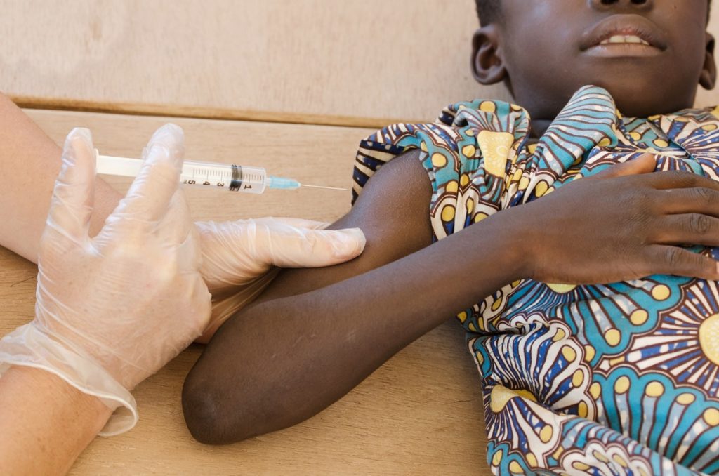 African boy ready to get his vaccination in Bamako, Mali