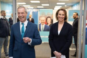 Sarah Pochin, new Reform UK MP, and Nigel Farage, Reform leader
