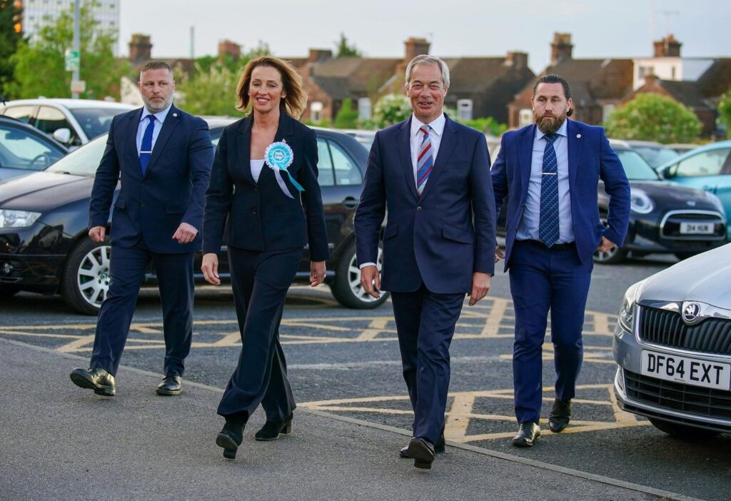Sarah Pochin and Reform party leader Nigel Farage